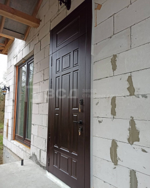 Усиленная стальная дверь с фрамугой цвет бук - фото